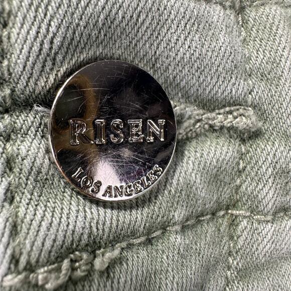 Risen High Rise Side Twill Tape Detail Straight Pants Jeans 5 army‎ green soft! - Picture 10 of 11